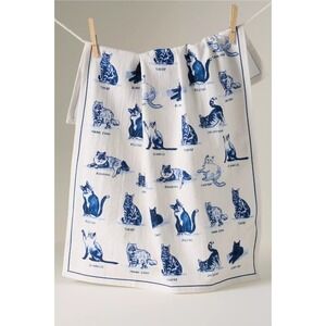 Anthropologie Molly Hatch Dish Towel Cats 100% Cotton 21" x 28" NWT